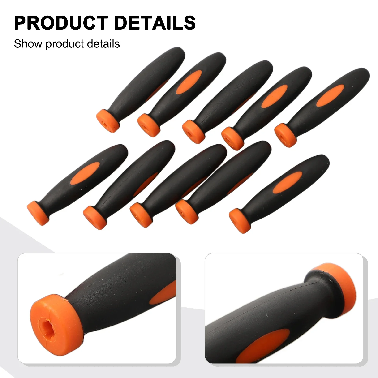 

Rubber Files Handles Handles File Home Replacements Rubber Smooth 10Pcs 2.36Inch Black+Orange Durable High Quality