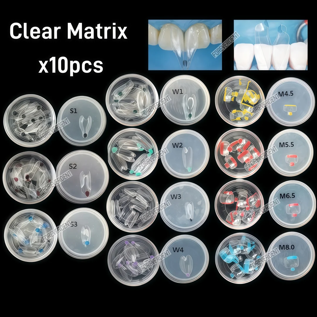 

10pcs Dental Clear Matrix Fits Bioclear BT Matrices Anterior Posterior Transparent Bow Black Triangle Matrice Class Restoration