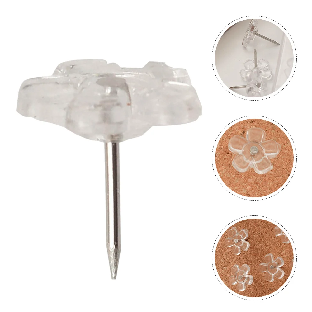 Imagem -06 - Cork Board Tachas Thumb Flor Push Pins Cartão Transparente Limpar Mapa 100 Pcs