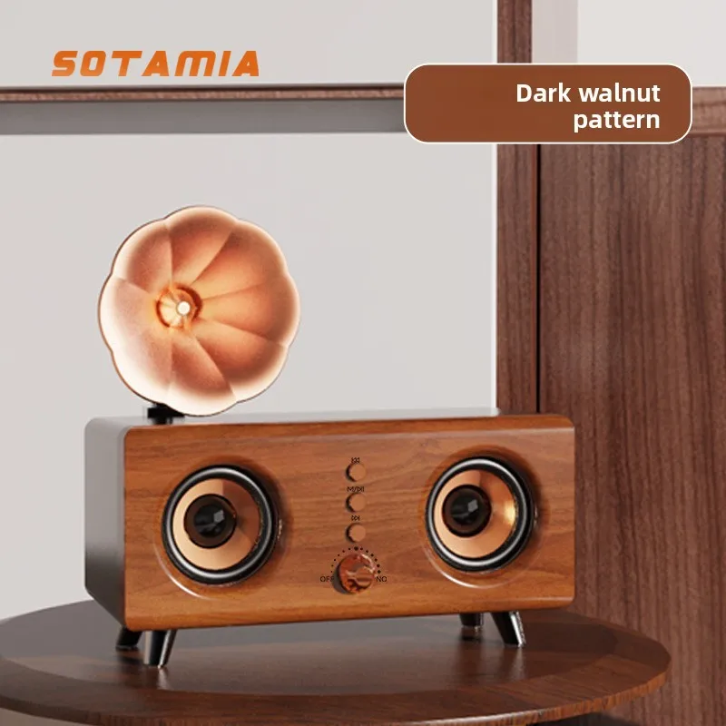 

1 шт. Ретро-колонки с текстурой дерева, Bluetooth, двойные динамики 10*2 Вт, сабвуфер, аудиосистема для компьютера, домашнего кинотеатра