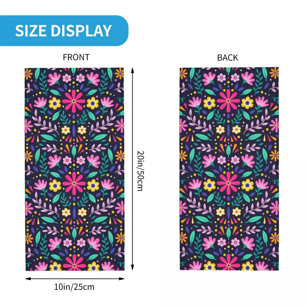 Custom Colourful Floral Mexican Flowers Bandana Neck Gaiter UV Protection Face Scarf Cover Men Women Headwear Tube Balaclava