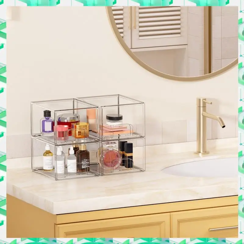 

FIZP Clear Stackable Storage Drawers,Bathroom Makeup Organizer,Storage Bins For Home Organization And Storage