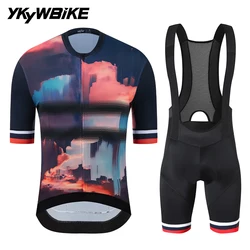 YKYWBIKE Men's Cycling Jersey Sets Bib Short Suit Short Sleeve Bicycle Clothes Road Bike Jersey Bib Shorts Cycling Clothing