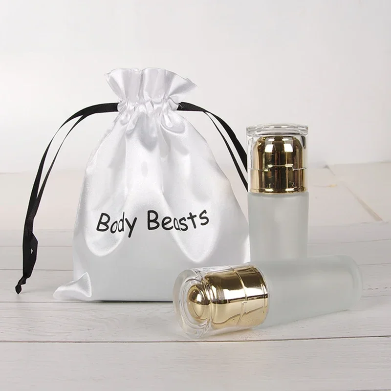Satin Packaging Pouch Custom Print Logo Storage Drawstring Bags Underwear/Makeup/Wigs/Virgin Hair High Quality Silk Bag 50PCS