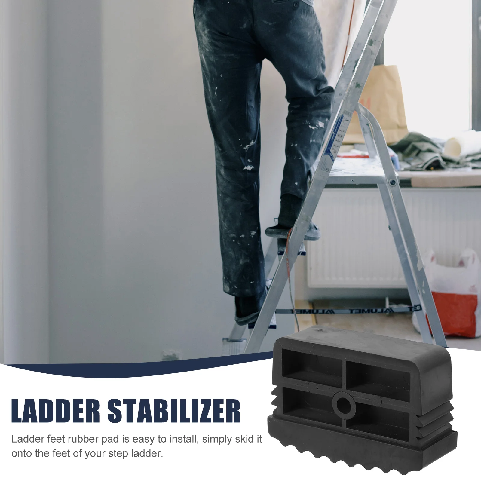 

1pcs Non-slip Ladder Feet Rubber Pads Protectors Black Covers Stabilizers Foot Caps Furniture Safeguard Home Office Use Prevent