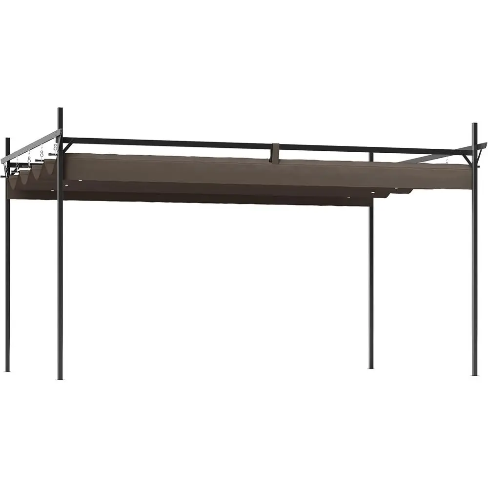 10' x 13' Durable Metal Retractable Pergola - Outdoor Sun Shade for Patio, Garden, Backyard, Deck, Brown