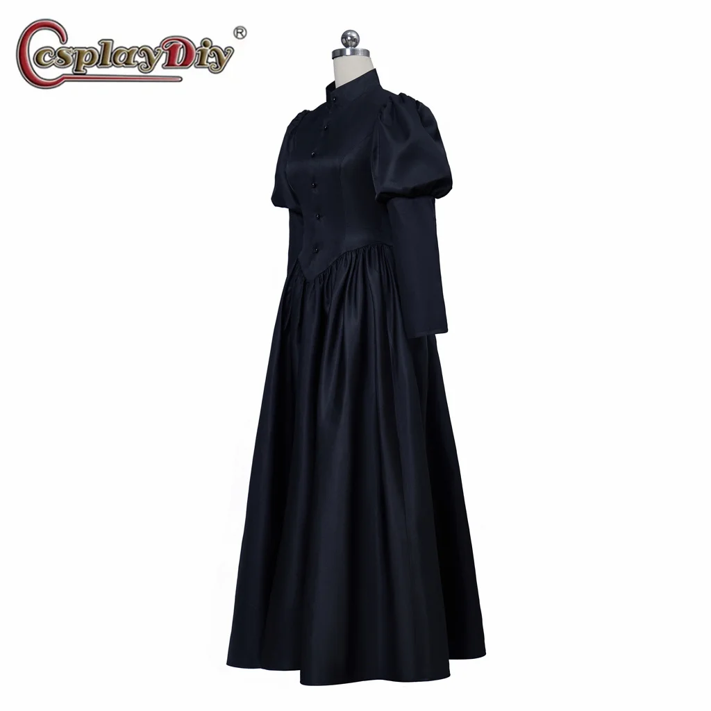 Black Victorian Mourning Dress Renaissance Medieval Dress Cosplay Female Victorian Vestido Robe Black Gowns Dress