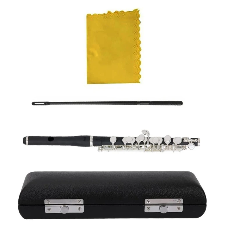 Key of C Piccolo Flute Piccolo Instrument 16 Hole Piccolo with PU Leather Box and Cleaning Tool Gift for Kids Student