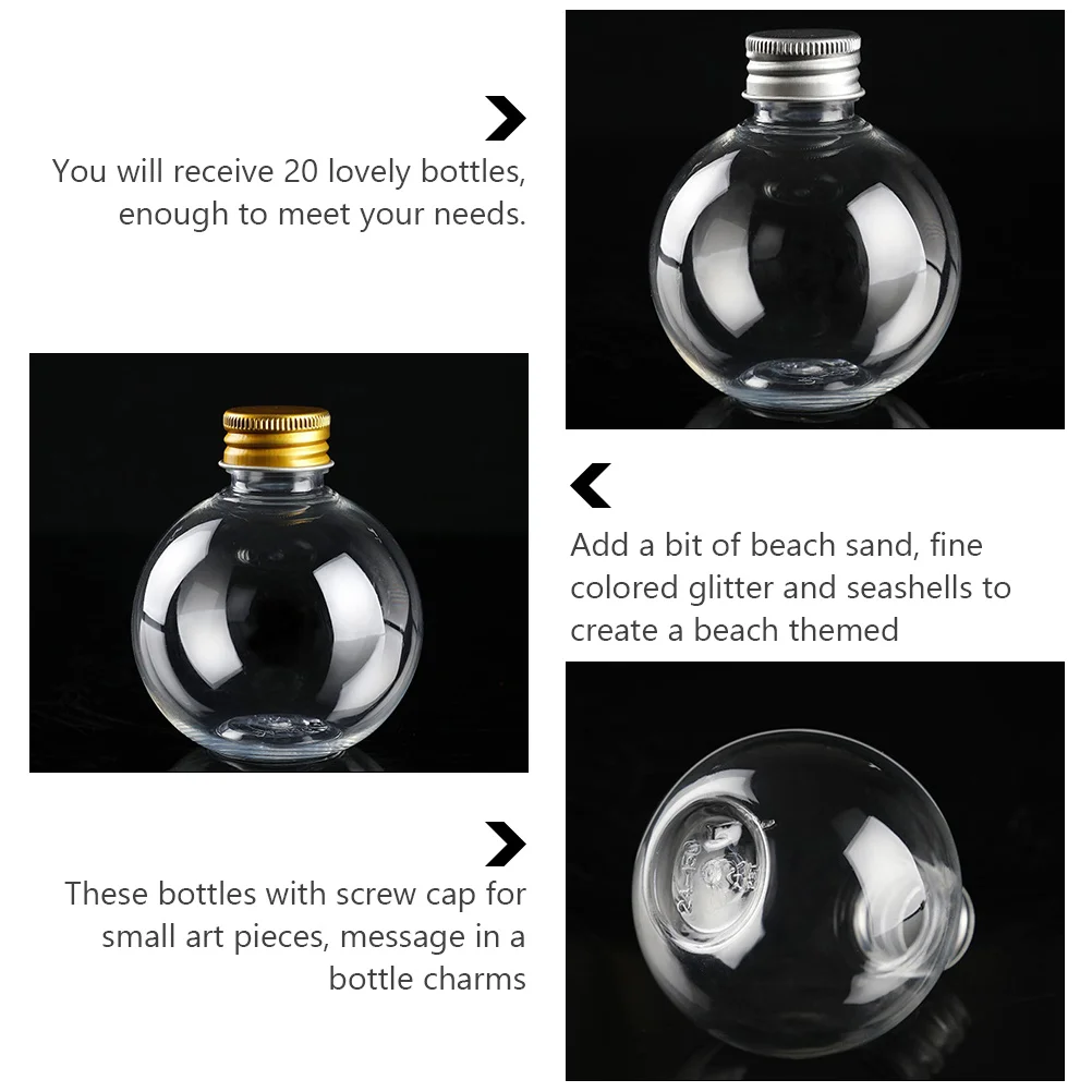 Round Bulb Bottles Empty Plastic Refillable Bottles Clear Fillable DIY Drift Wishing Bottles Random Color For Cap