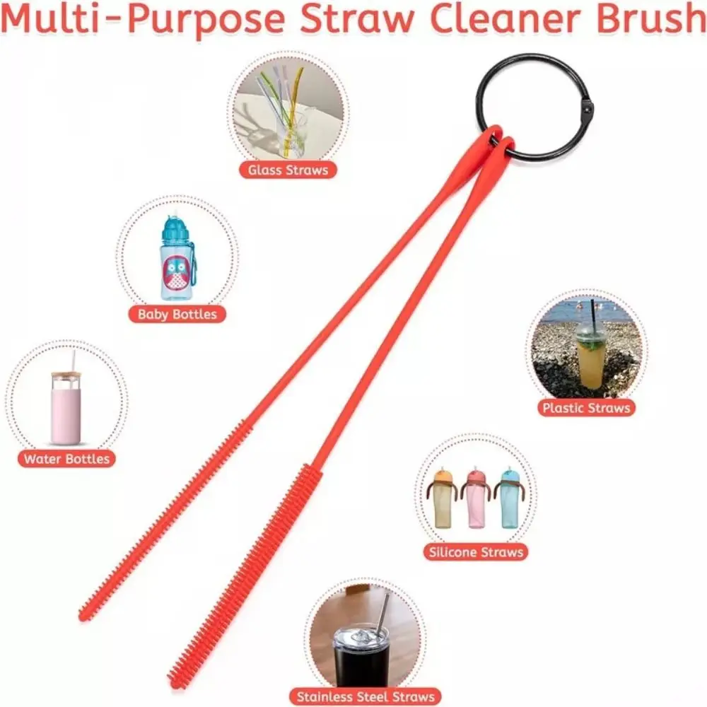 Food Grade Pipe Cleaning Brush Extra Long Bendable Silicone Straw Cleaner Brushes for Pacifier Brush