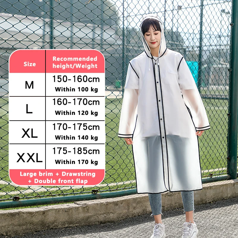 Lightweight Women Men Long Raincoat Fashion Adults Riding Motorcycle Rain Poncho Outdoor Hiking Camping Fishing Rain Jacket Wear