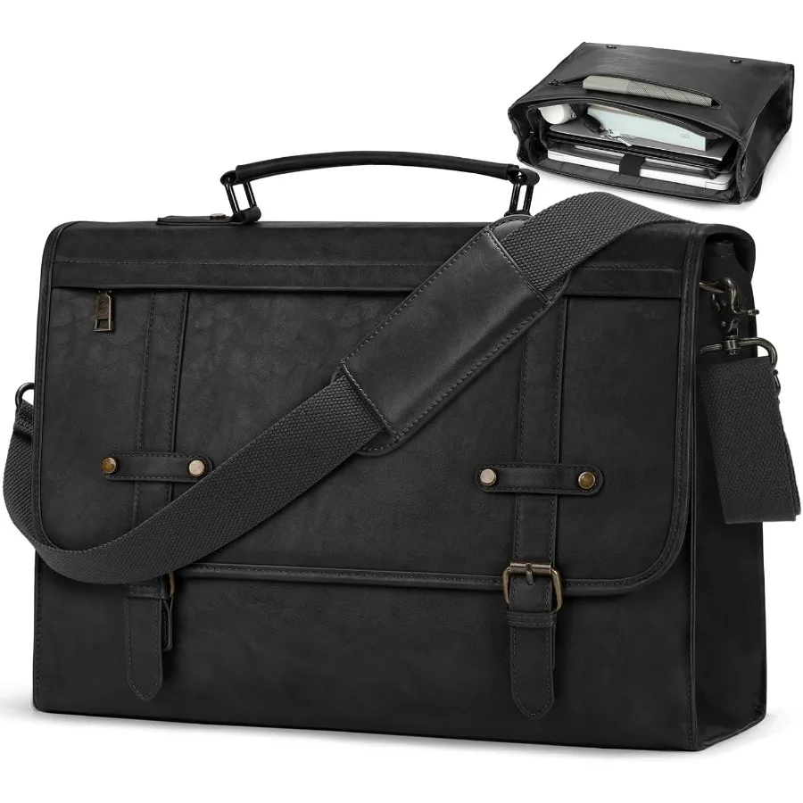 

Men's Waterproof Vintage Leather Messenger Bag for 17 Inch Laptop with Retro Design Large Capacity Satchel Bag for Business and