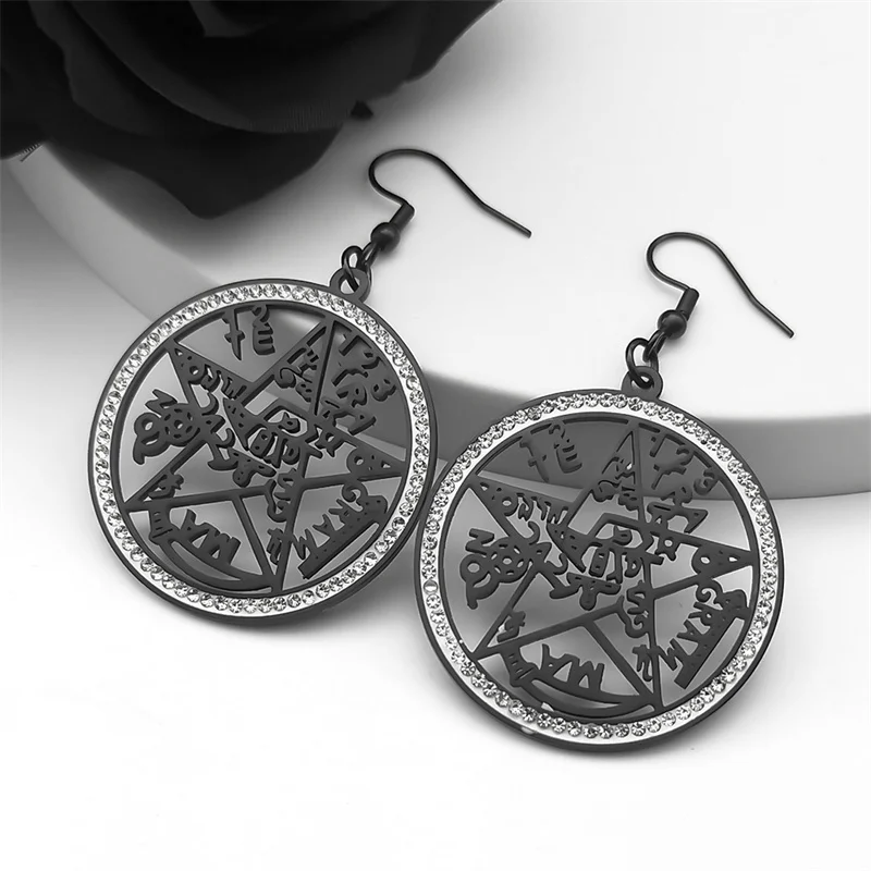 

Witchcraft Gothic Dark Pentagram Dangle Earrings Women Stainless Steel Original Tetragrammaton Solomon Amulet Earring Jewelry 57