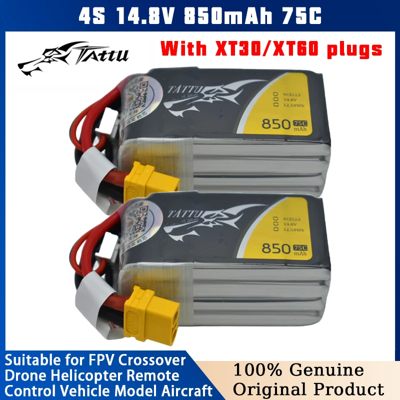 

Аккумулятор Tattu R-Line Version 5.0 850 мАч 4S 150C 14.8V LiPo с разъемом XT30U-F для FPV-квадрокоптеров и беспилотных летательных аппаратов