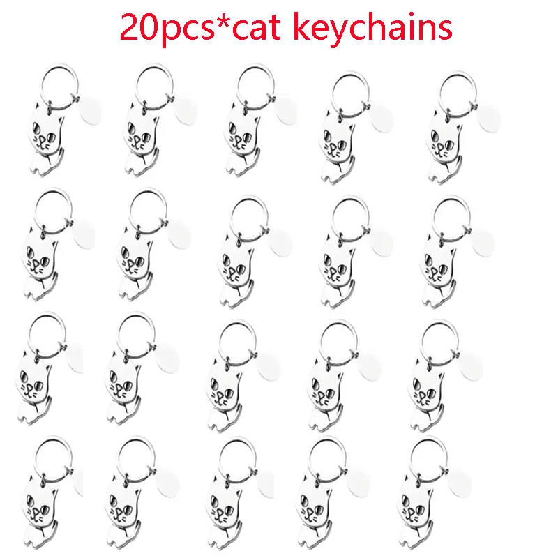 20 pcs Fashion Cute Pet  Cat Keychain Creative Backpack Car Metal Key Chain Pet Shop Promotional Gift