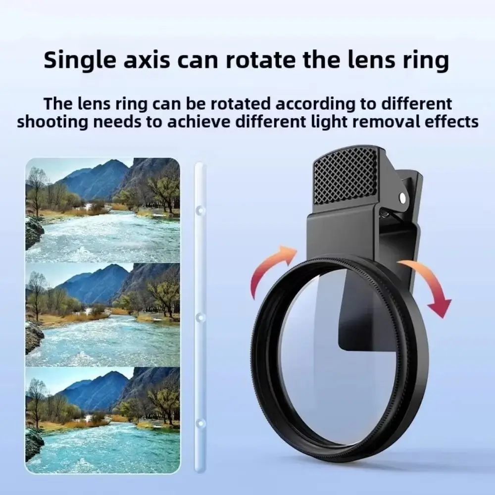 52mm Mobile Phone Polarizing Filter Remove Reflections High-definition CPL Filter with Clip Clip-On Portable Cpl Polarizing Lens