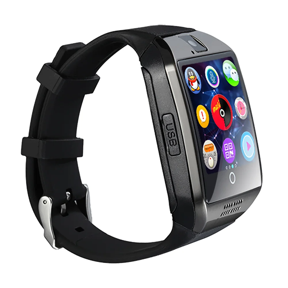 

Q18 Smart Wrist Watch USB Charging Smartwatch Phone with /SIM Slot GSM -lost for (Grey)