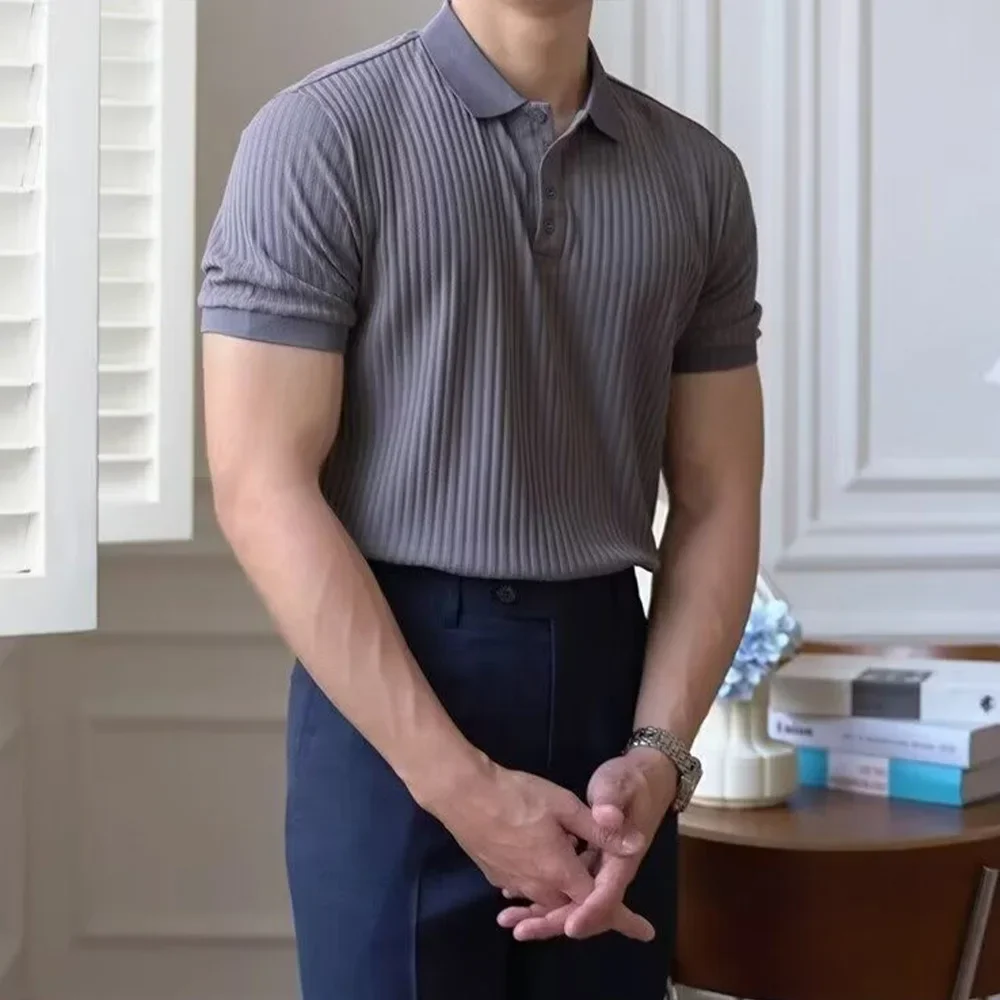 Männer Sommer Kurzarm Polo Dünne Casual Sportswear Hundert Stretch Tasten Koreanische Mode T-shirt männer Tops – Detail 13