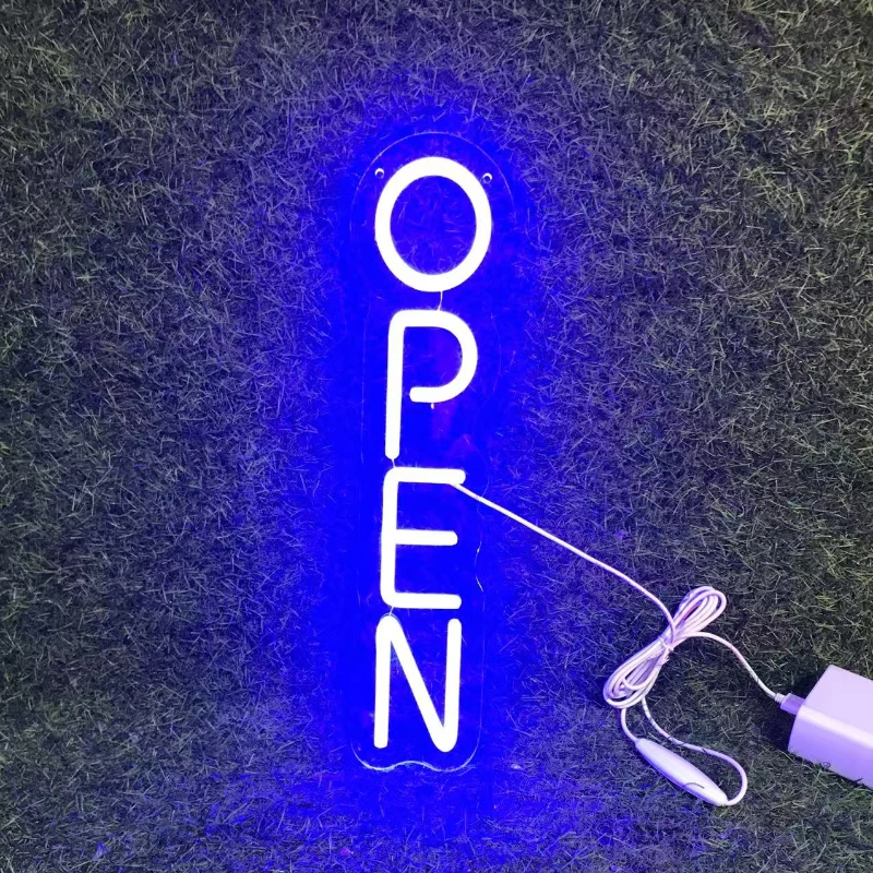 Open Neon Sign Vertical Open Signs Led Neon Light Business Signboard Led Lights Wall Decor for Restaurant Coffee Shop Front Sign