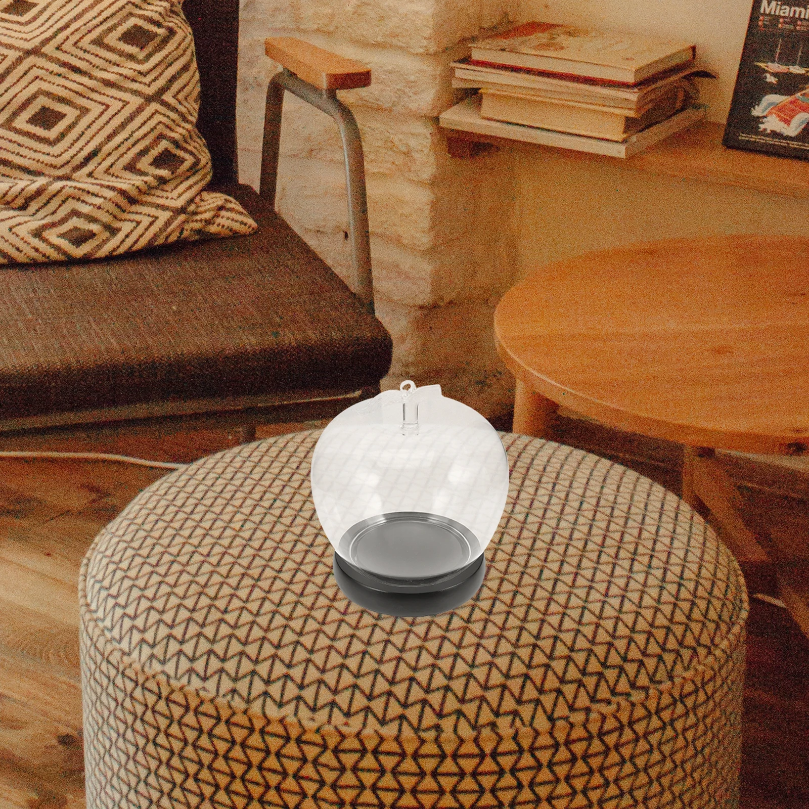 

Apple Shaped Glass Cover Clear Dome Decor Wooden Base Small Display Case Eternal Flower Adornment Glass Domes for Showcase