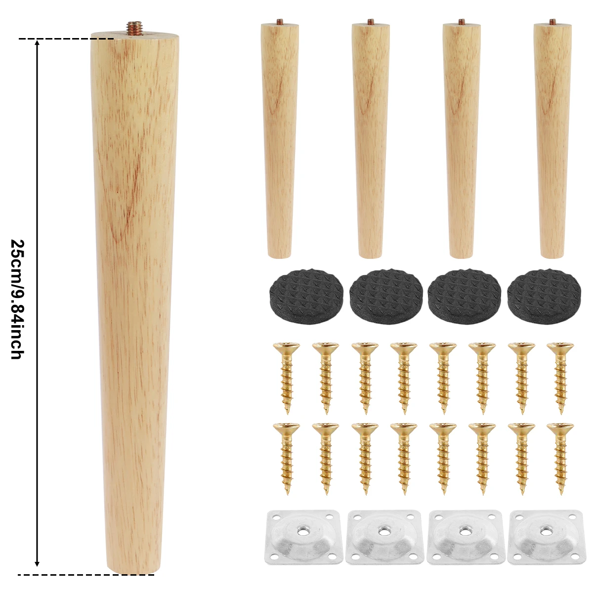 4-delige meubelpoten houten massieve meubelpoten schuine/rechte tafelpoten antislip stoelvoeten vervangende voeten schuin