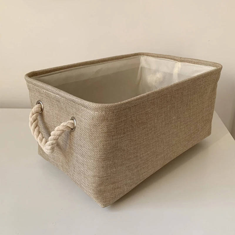 Thicken Three-layer Desktop Storage Baskets Sundries Toy Storage Box Rope Handle Cosmetic Organizer Office Stationery Organizer