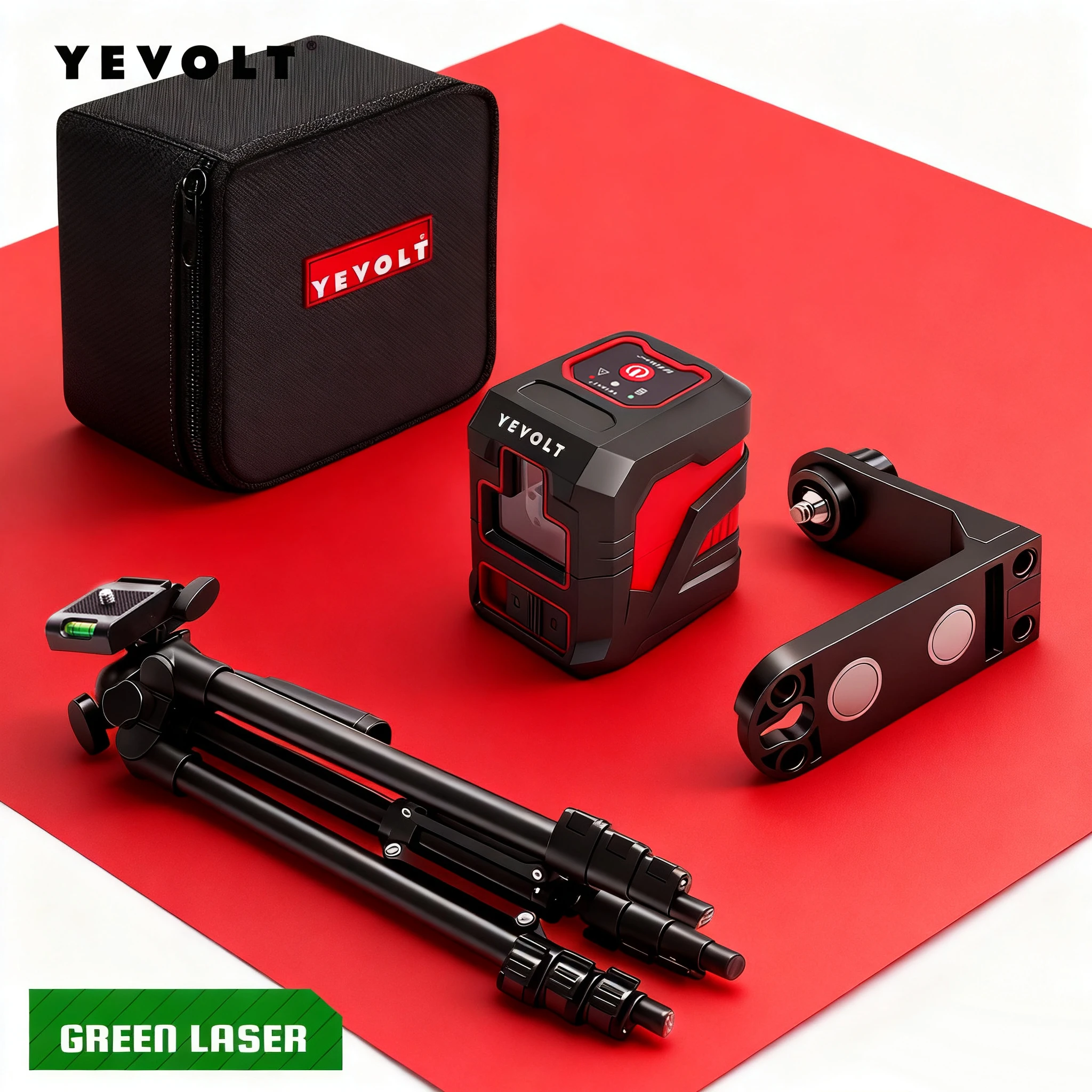 YEVOLT YVGLL4XS2 مستوى ليزر ثنائي الخط - أداة ليزر خضراء ذاتية التسوية احترافية عالية الدقة للبناء