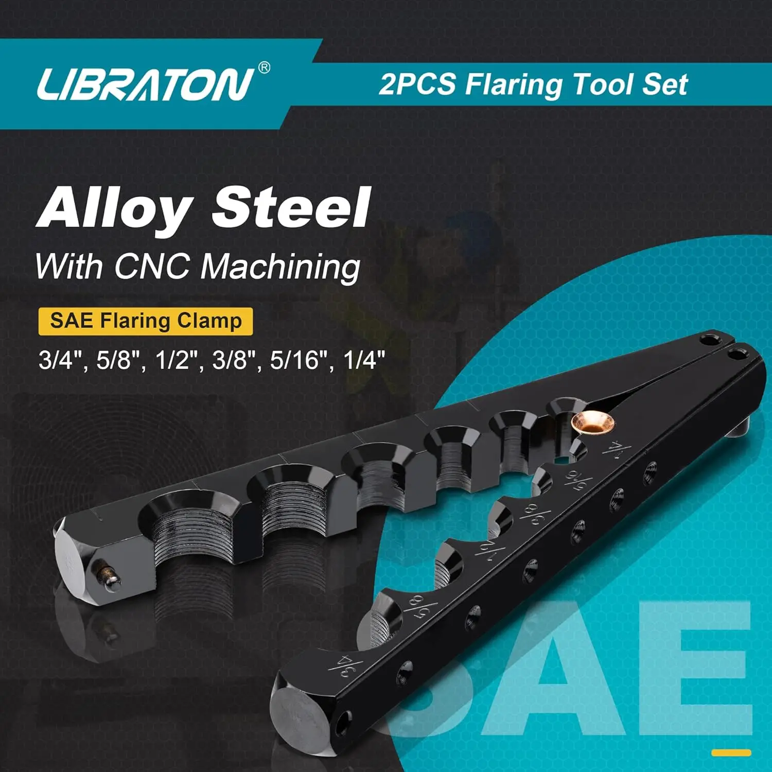 LIBRATON Flaring Tool, HVAC Flaring Tool Kit Metric / SAE,45° Eccentric Single Flare Tool for Copper Aluminum Pipe