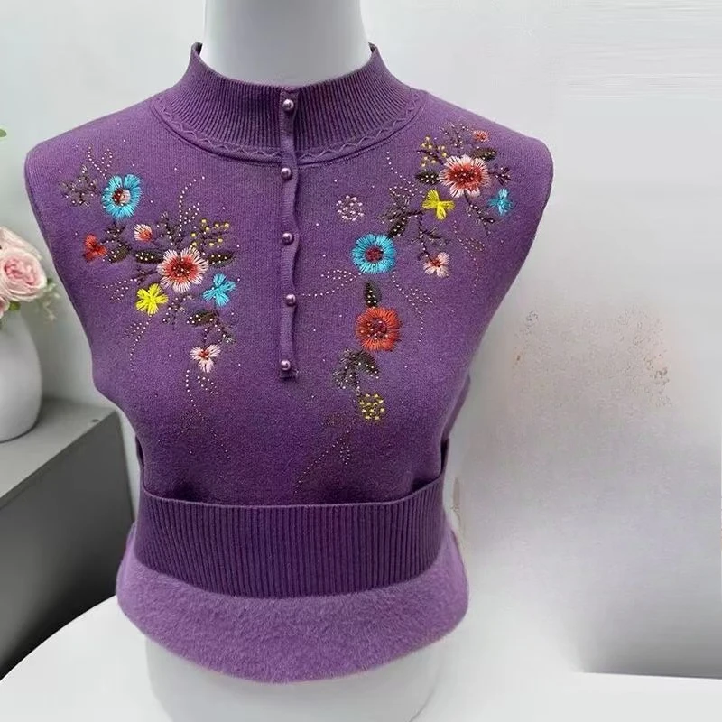 

Women's Fall Winter Tops Sweater Pullover Underwear Bottom Shirt Knitting Embroidery Fashion Loose Comfortable Simple M144