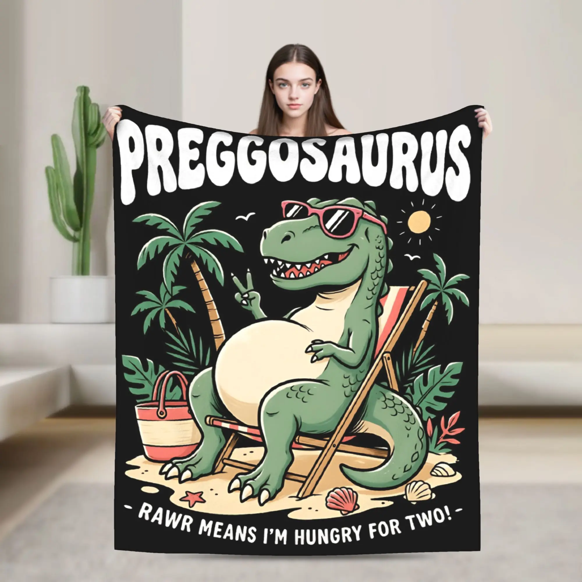 Warm Soft Blanket Picnic Preggosaurus Rawr Means I'm Hungry For Two Classic Throw Blanket Casual  Bedspread For Couch Bed