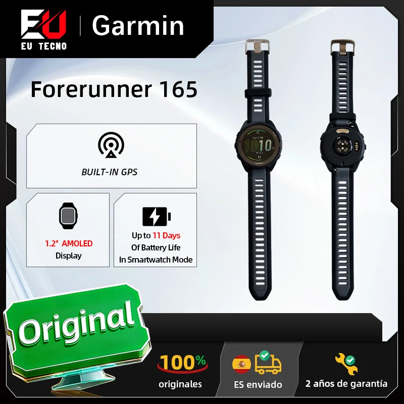 Montre connectée Garmin Forerunner 165 Écran AMOLED couleur 1,2 pouces Données GPS et informations sur la récupération