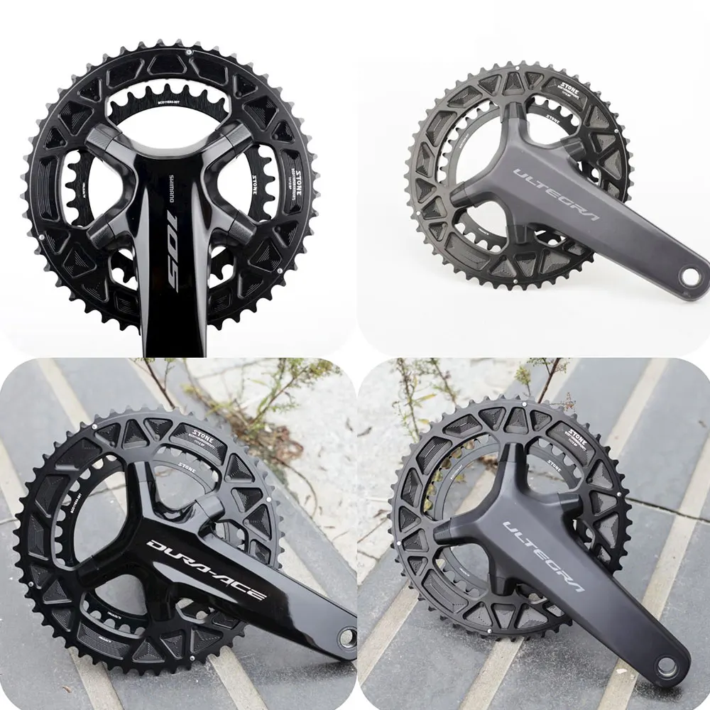 Stone 110bcd Double Chainring for Shi mano 105 R7100 UT R8100 DA R9200 Road Bike Round 52 36T 53 39T 54 40T 50 34 48 33T 46-32T