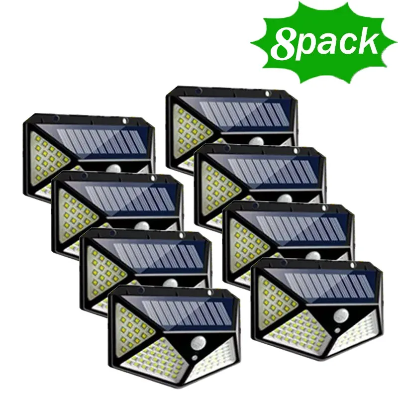 NONE 12 Stück 100 LED-Solarwandleuchte mit 3 Modi, Sicherheits-Bewegungsmelder, wasserdichte Solarleuchten für den Außenbereich, für Hof, Garage, Deck, Garten 6