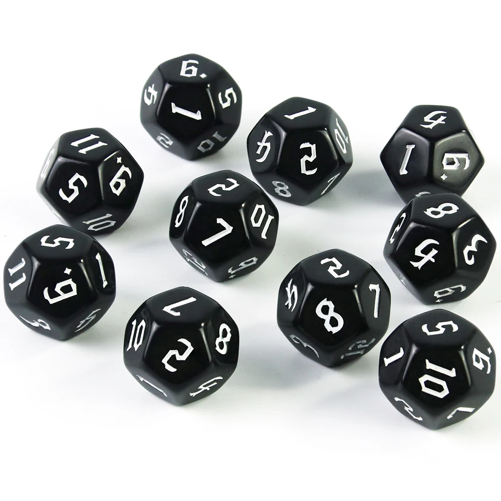 Opaco poliédrico Dices para o Ensino, 12-Sided Jogo Dice, Matemática, Tabletop Jogos, Party Gift Acessórios, 10Pcs