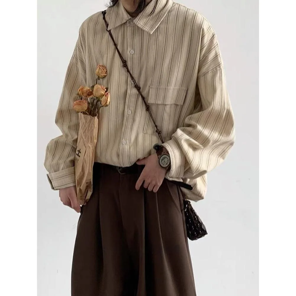 

Мужская вельветовая вельветовая весенне-осенняя модная верхняя одежда в полоску в стиле ретро в японском стиле, молодежный тренд