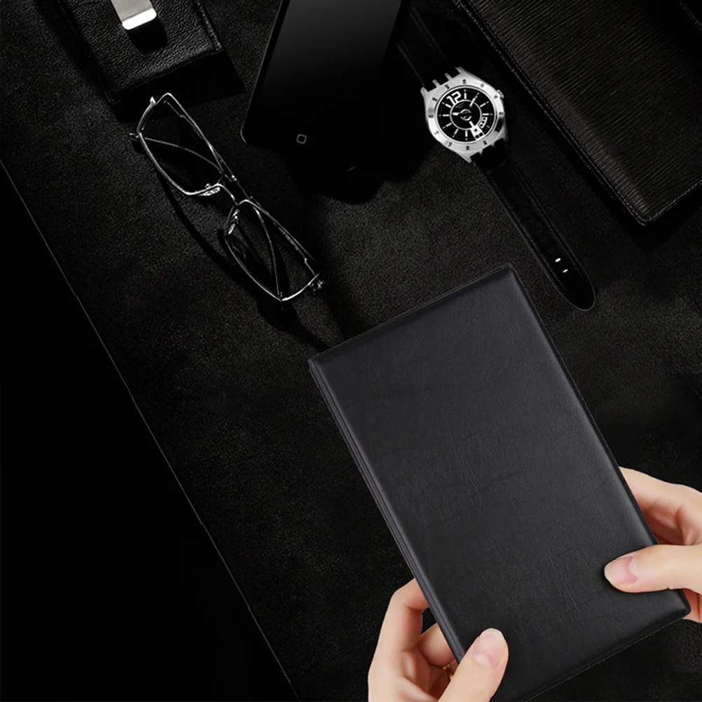 

180 Sheets PU Business Card Holder Hardcover Case Black 18.5x10.8cm Organizer for Business Meeting Office Use