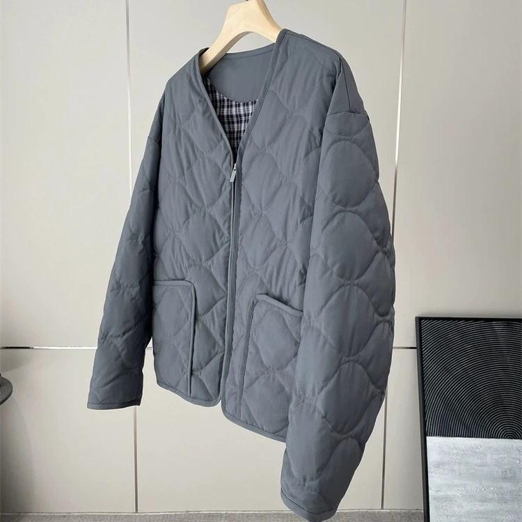 

Утепленная куртка-пуховик Black Tech Precision Weave с V-образным вырезом, наполненная утиным пухом, теплая, повседневный стиль, стандартная толщина, стандартная длина