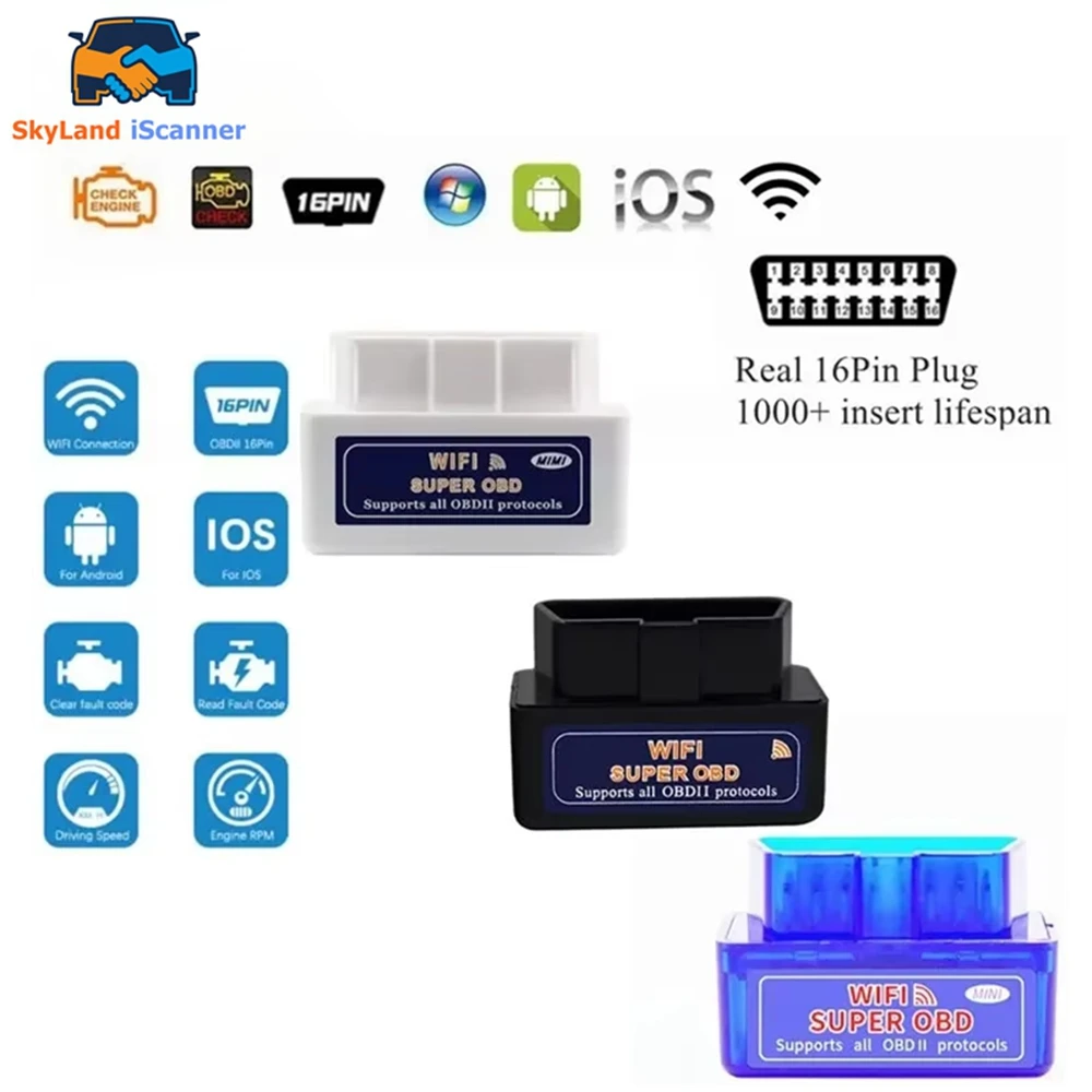 

Новейший супермини-адаптер ELM327 WiFi OBD2 2026 года, сканер кодов неисправностей для iOS, диагностический инструмент для автомобиля ELM327 WiFi V1.5