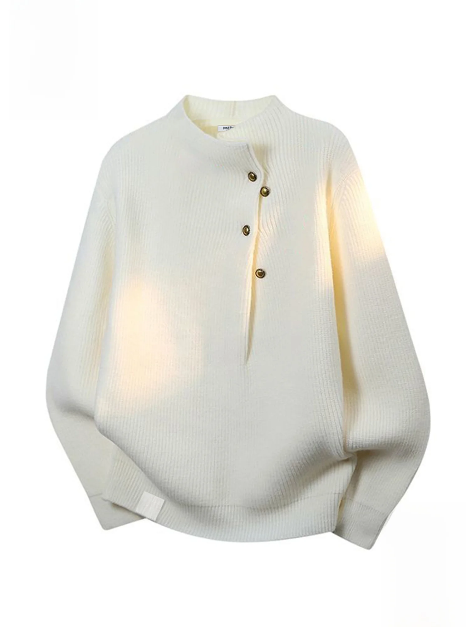 

PaulFrank Men's round Ne Knitted Sweater Warm Casual Loose Fit Autumn Winter Polyester Fiber Long Sve Button up Top