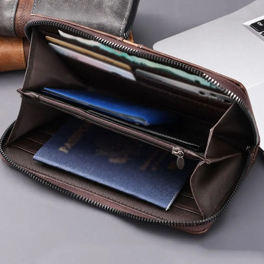 Gift Vintage Vintage Coin Purse Zipper Portable Men's Long Wallet Practical Large Capacity Men Coins Bag Daily Use