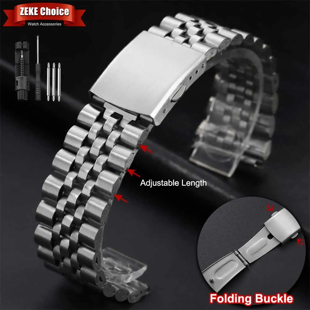Silber-Gold Edelstahl Uhrenarmband 18mm 20mm 22mm Faltschließe Uhrenband Herren Ersatz-Armbanduhr Zubehör