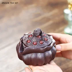 260ml Boutique Yixing Purple Clay Tea Pot Handmade Lotus Seed Tea Maker Raw Ore Purple Mud Filter Teapot High-grade Tea Set