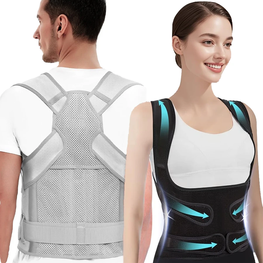 

Корректор осанки/регулируемый бандаж для верхней части спины, выпрямитель для плеч, поддержка облегчения боли-сколиоза, корректор осанки для спины