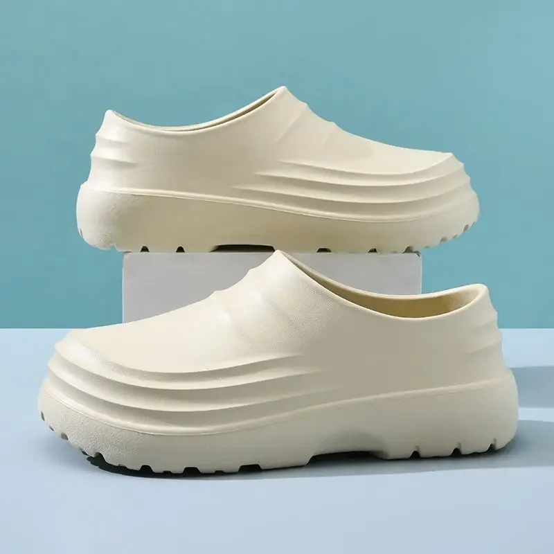 

2025 New Women's Chef Shoes Waterproof Slip On Closed Heel Thick Sole Height Increasing Safety Work Shoes for Kitchen Rain Use