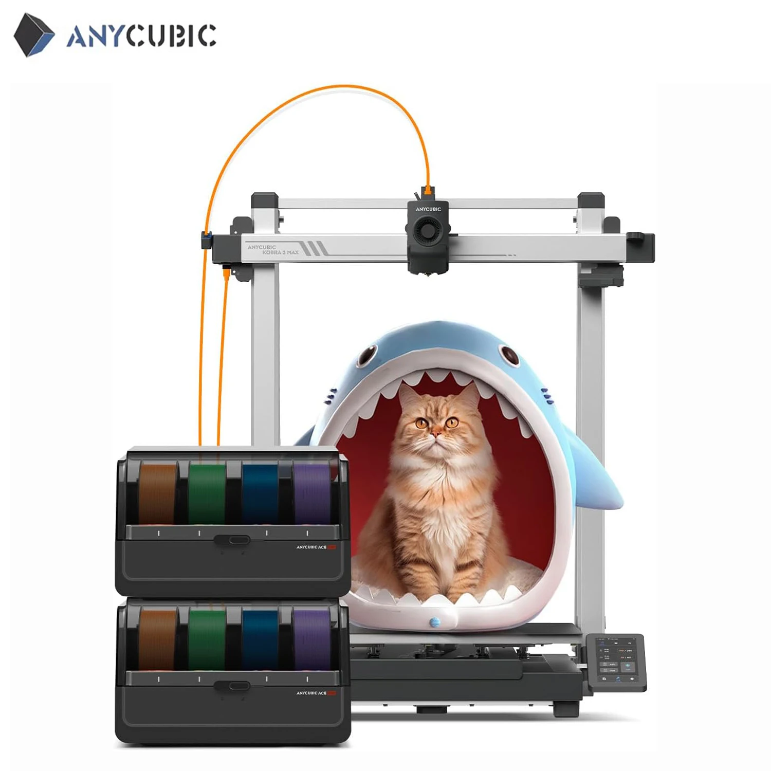 ANYCUBIC Kobra 3 Max Combo FDM 3D Printer Multi Color with Up to 600mm/s Print Speed Auto Leveling Printer Size 420x420x500mm