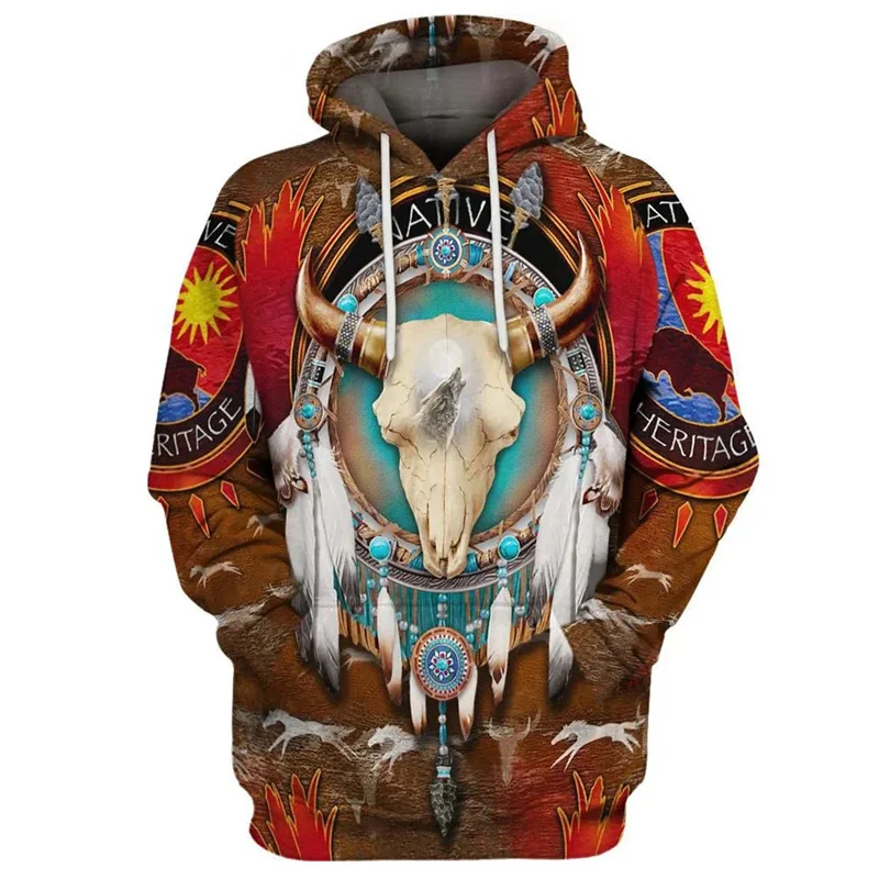 

Vintage Indian Style Hoodies Fashion Casual Long Sleeve Mens Womens 3D Printed Sweatshirt Trend Streetwear Oversized Pullovers