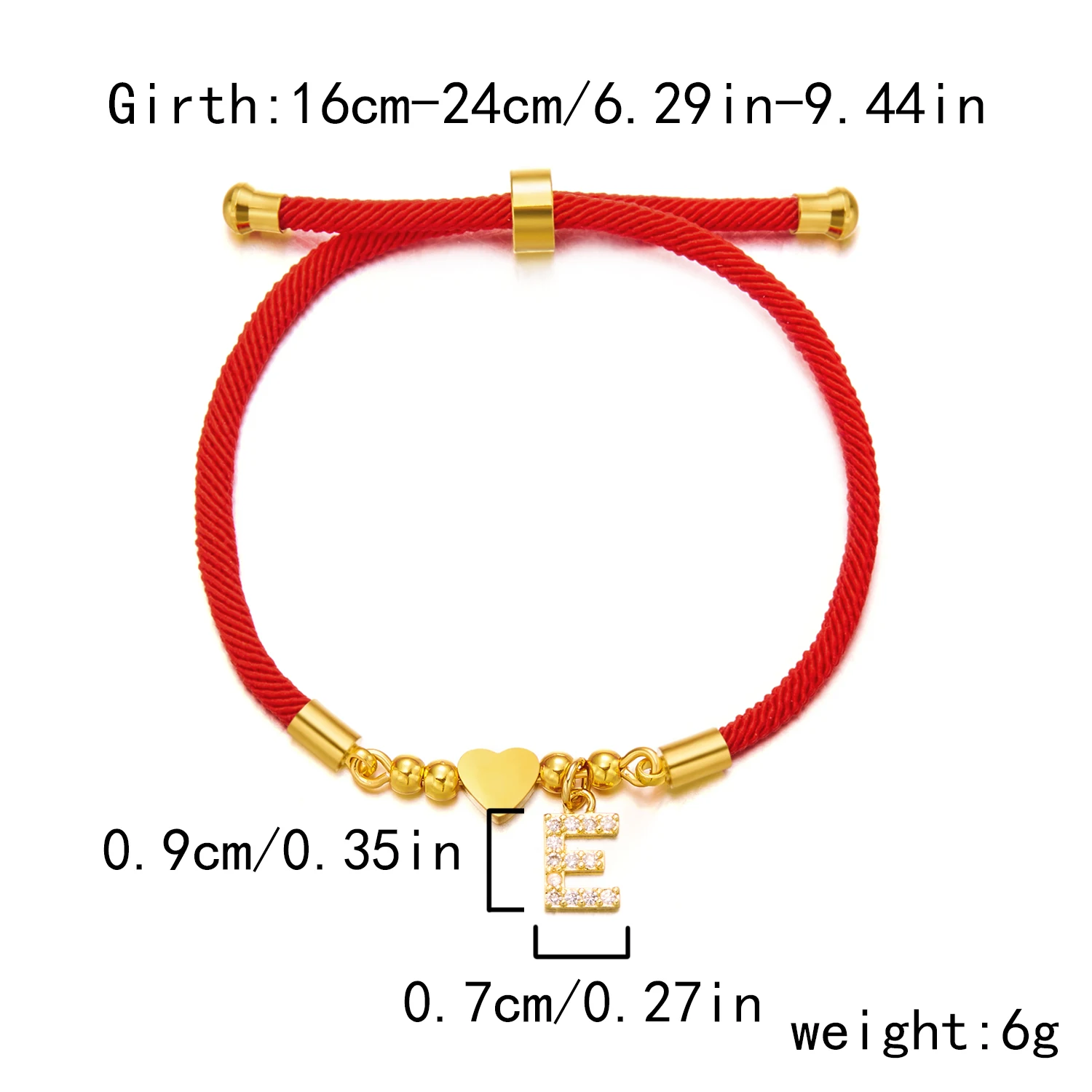 Stainless Steel 26 Letters Initial Bracelet For Women A-Z Alphabet Heart Adjustable Lucky Red Rope Braided Bracelet Jewelry Gift