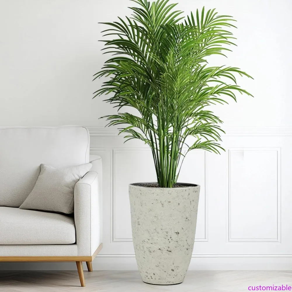 

Pair of 19.5 Country White Tall Outdoor Planters with Handcrafted Birch Bark Design and Heavy-Duty Resin Construction