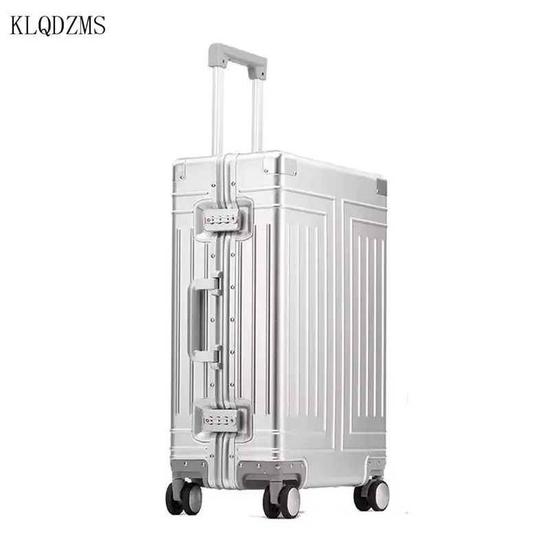 

KLQDZMS 20"24"26"29Inch Men's Suitcase Full Aluminum Magnesium Alloy Boarding Box Business Trolley Case Women's Rolling Luggage