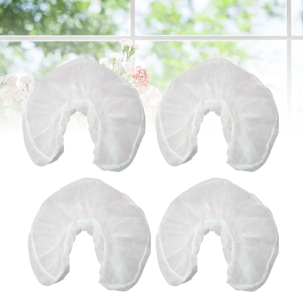 50 Pcs Firm Pillow Disposable Non-woven U-shaped Pillowcase Face Headrest Cover